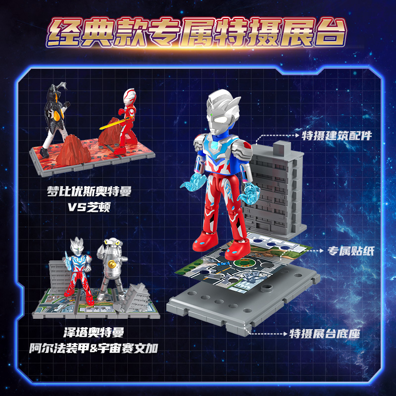 布鲁可奥特曼积木人盲盒拼装玩具儿童布鲁克群星版第九弹人偶男孩 经典对绝版-泽塔+赛文迦高清大图