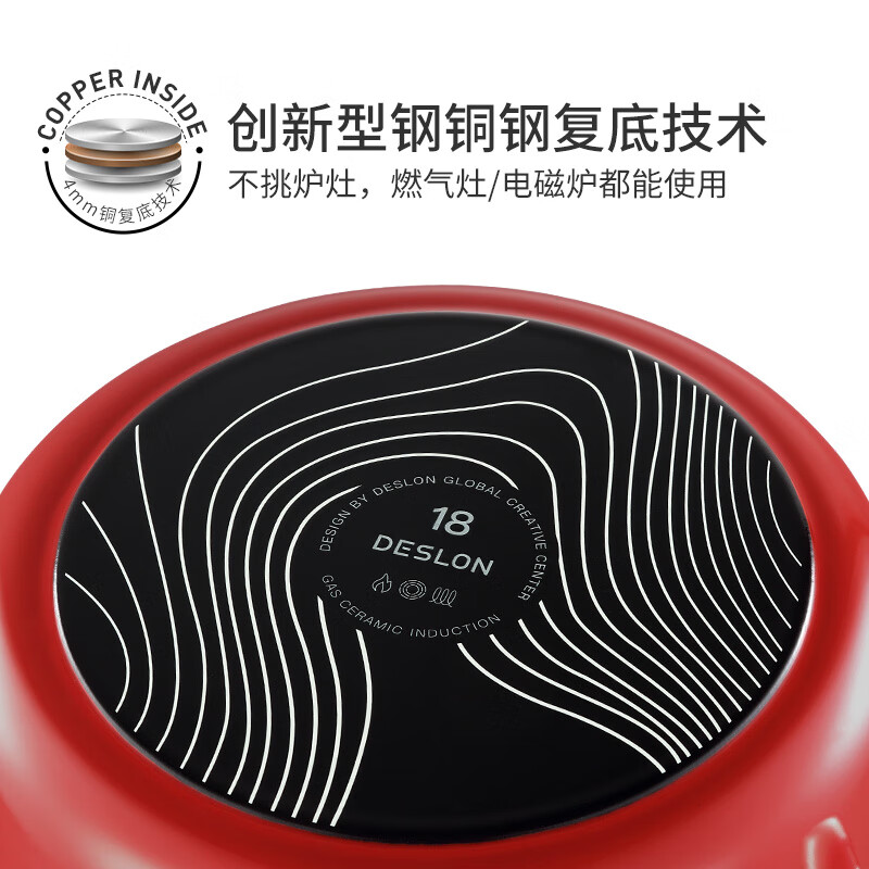 德世朗(DESLON) 云璟系列珐琅奶锅DP908-S18朱砂红高清大图