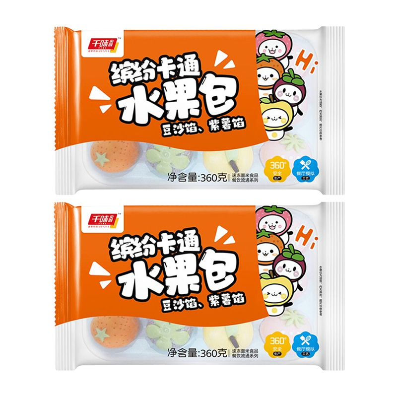 千味央厨水果包多味夹心果香清甜暄软软糯缤纷卡通360g*2袋
