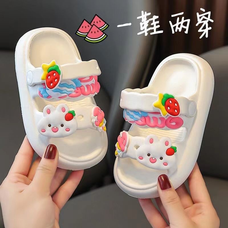女童凉鞋夏季可爱超萌儿童拖鞋卡通兔子凉鞋婴幼儿两穿沙滩鞋 ❦码数偏小2388-可爱兔╬白色☃ 150mm（内长14.5cm）