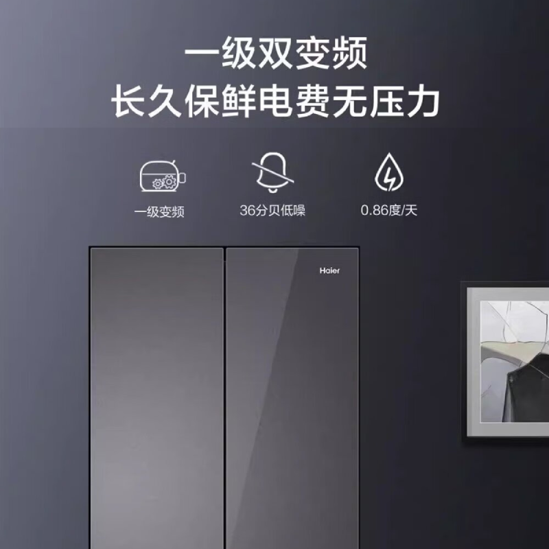 海尔十字对开门冰箱BCD-501WGHTDB5XAU1星蕴银501升1级能效双循环净味杀菌自动除霜高清大图