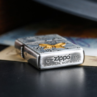 原装防风煤油打火机zippo正版 镀银纷飞蝴蝶美国原装 版zippo防风打火机 男士zppo正品