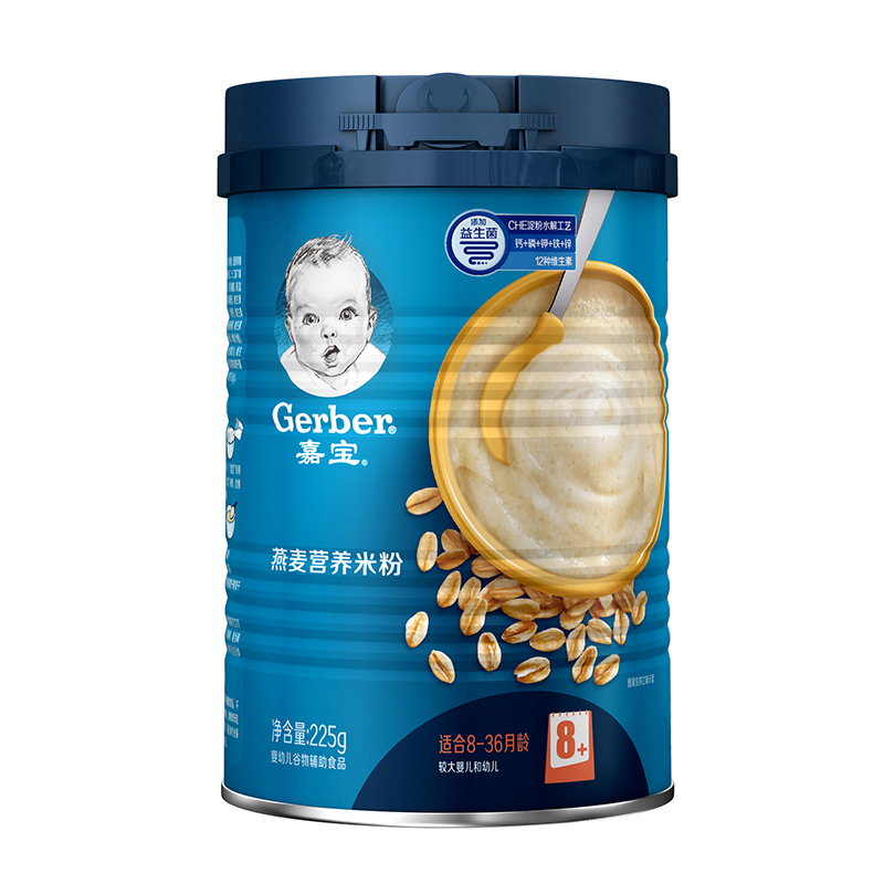 嘉宝Gerber燕麦营养米粉米糊225g罐装(适合8-36个月) 宝宝辅食