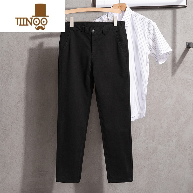 YANXU垂感小西裤男士韩版修身高街2023夏季新款直筒休闲痞帅小脚阔休版高清大图