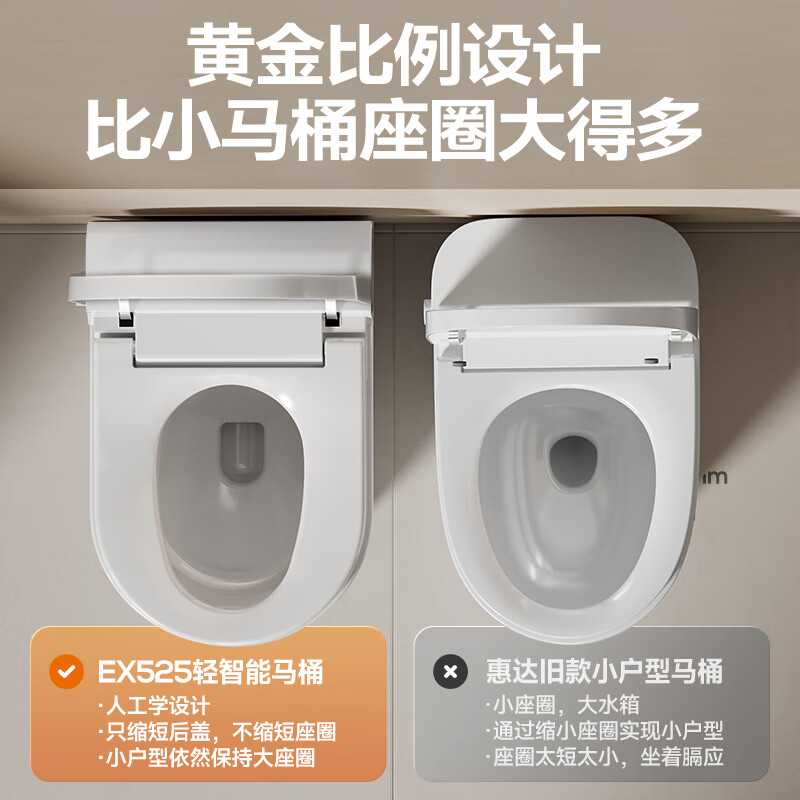 惠达(HUIDA)-EX525小户型智能马桶节水0压带水箱泡沫盾坐便器翻圈翻盖高清大图