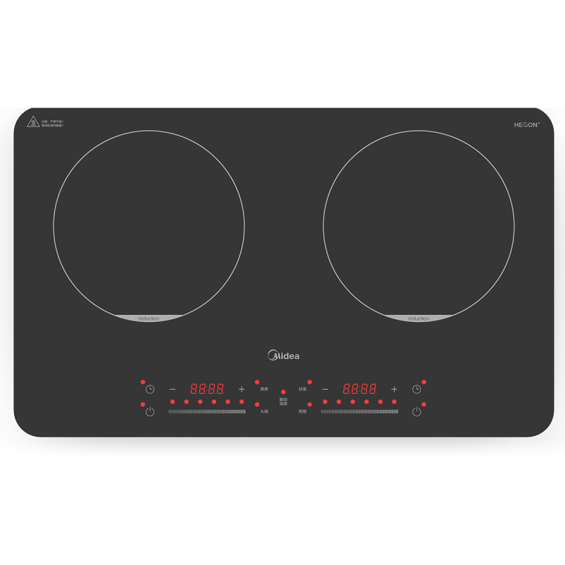 美的(Midea)双灶电磁炉电陶炉家用大功率3500W火锅炉烧水多功能轻薄机身定时预约 MC-DZ35W5-111
