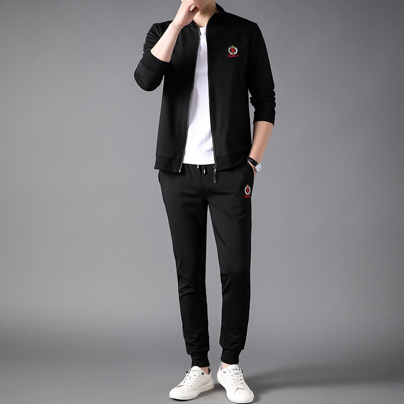 2021新款奢侈品男士简约运动套装中青年上衣松紧长裤百搭时尚运动装