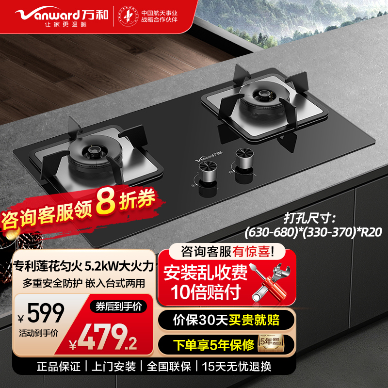 万和(Vanward) 燃气灶5.2kW大火力 JZT-B9L50（天然气）