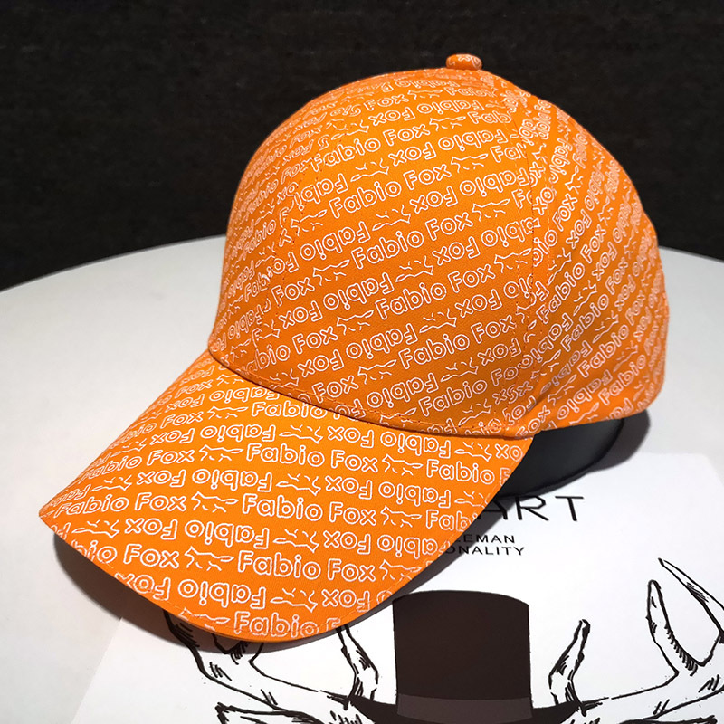 橘色鸭舌帽女小众潮牌时尚ins满身英文潮流个性棒球帽洋气潮帽子桔色