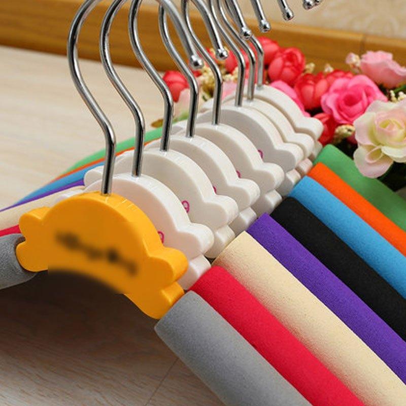 [10-50个装]糖果色简约服装店儿童防滑海绵衣架裤夹裤架 小孩童装店衣服撑子衣挂衣服架生活日用洗晒用品