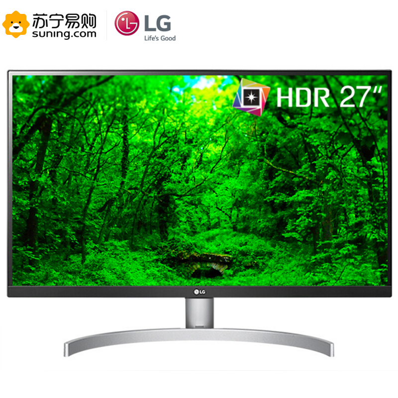 LG 27UK600 27英寸 UHD4K 超高清 HDR10 IPS硬屏 sRGB99% FreeSync 三面微边框显示器 DP HDMI接口