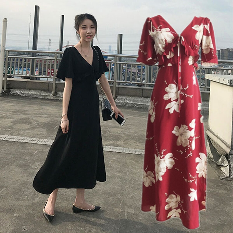 胖mm夏装减龄连衣裙大码女装显瘦藏肉遮肚子200斤胖妹妹仙女长裙