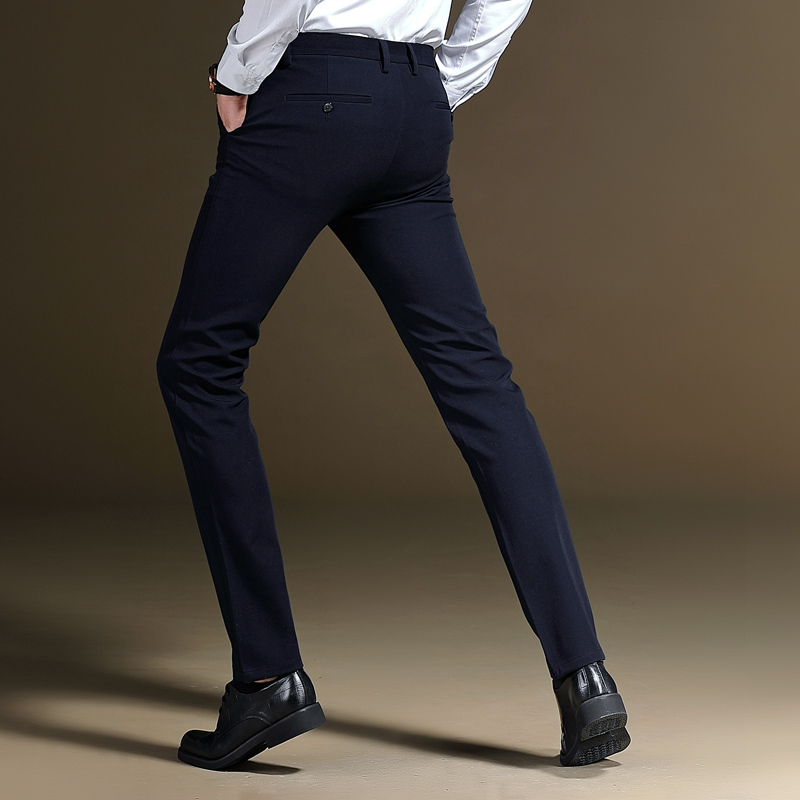 yuansu男士长裤直筒商务裤子男春季黑色休闲裤修身修身秋季厚款西裤男
