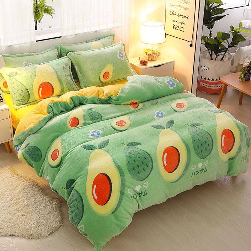 绒被套单件双面法兰绒单双人被罩卡通幼儿园1115加绒被套