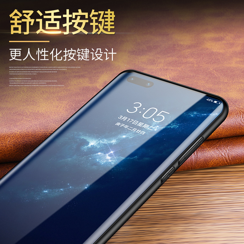 [送钢化膜]高铭宣华为p40pro手机壳真皮鳄鱼纹 P40全包防摔保护套5g版个性男女P40PRO+新款软硅胶