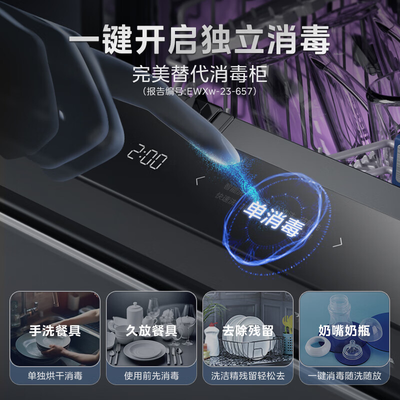 美的(Midea)16套嵌入式GX1000Pro洗碗机升级105℃热风烘干 五臂飓风洗 双驱变频 四星消毒 一级水效高清大图