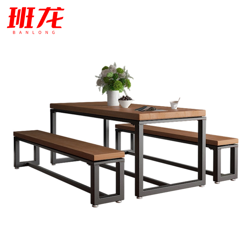 班龙长餐桌一桌两凳套高清大图