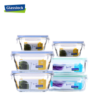 三光云彩(GLASSLOCK)钢化玻璃保鲜盒6件套带盖密封碗男女上班族带饭微波炉加饭便当饭盒送保温包gl6-01b