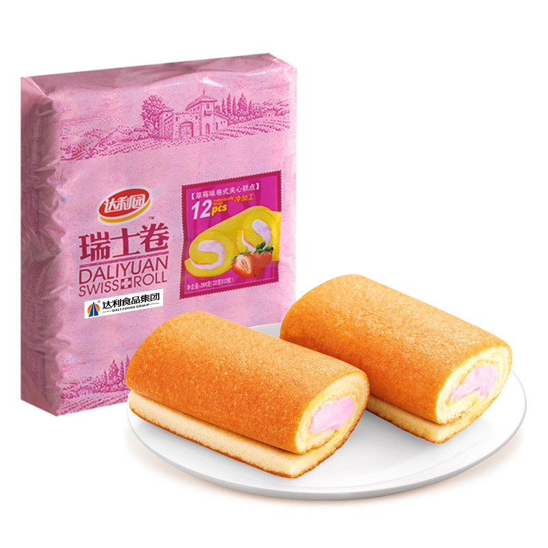达利园瑞士卷草莓味240g/袋装 营养早餐口袋零食蛋糕