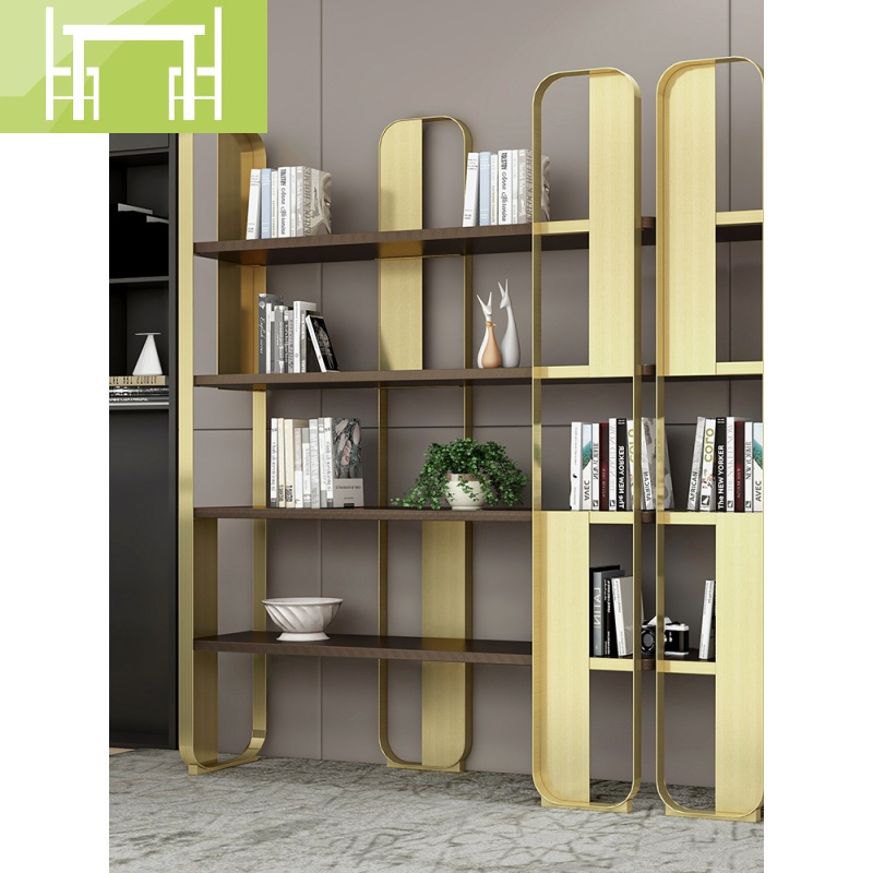 逸家伴侣后现代简约书架隔断展示架北欧省空间轻奢书柜不锈钢落地
