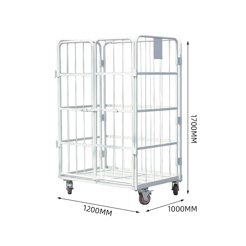 臻远ZY-L17仓储笼 折叠物流台车快递仓库周转车 1200*1000*1700加门高清大图