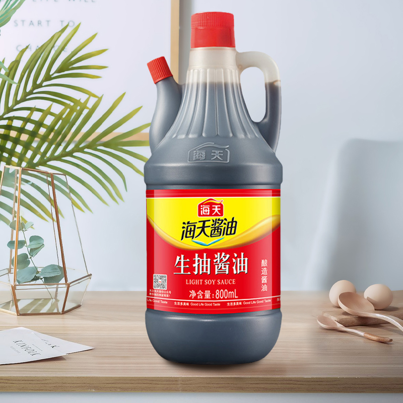 海天生抽酱油800ml*1瓶装 家用黄豆酿造厨房炒菜凉拌菜提鲜调味品