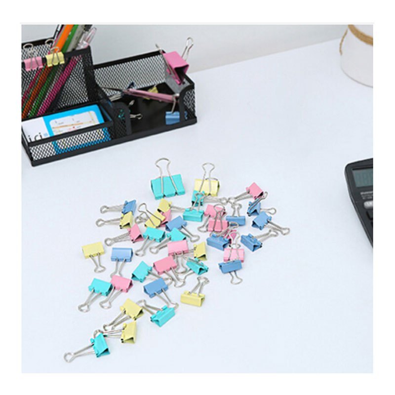 HUA JIE华杰 H9863 5桶装(24个/桶) 32MM桶庄彩色反尾夹 办公用品彩色长尾票夹金属票据夹燕尾夹