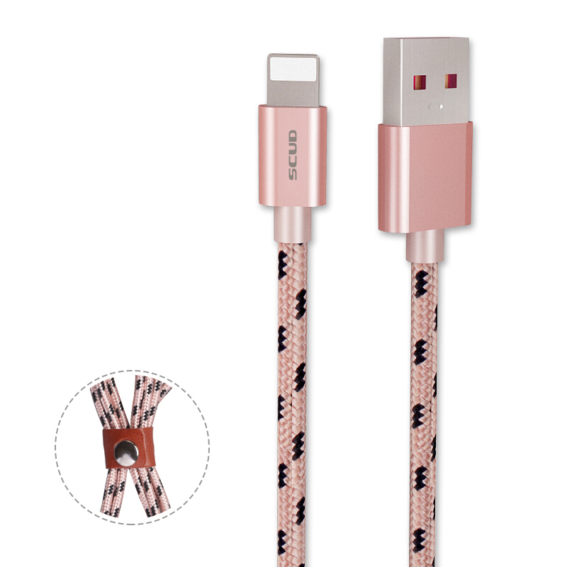 飞毛腿 Gi06 适用于苹果Apple iphone5/5S/6/plus/iPad 数据线 1米 玫瑰金色