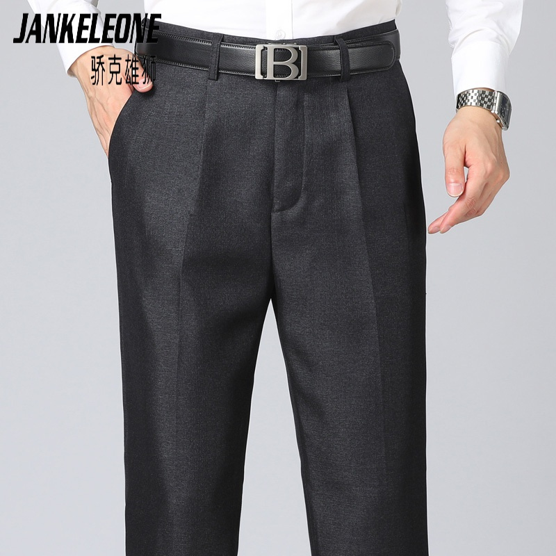 骄克雄狮中老年人休闲裤男秋冬季男裤宽松西裤中年男士长裤子秋冬款