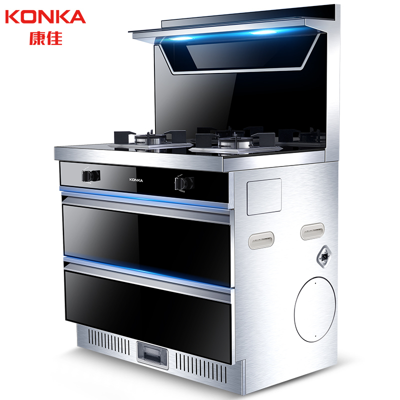 康佳(KONKA) KDD10 集成灶 家用集成一体灶 电加热清洗带暖菜功能 侧吸式烟灶消套装 天然气
