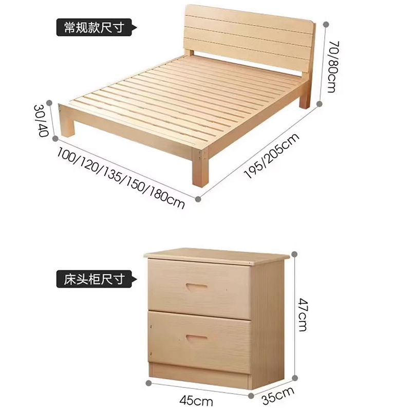 实木床1.5米床架双人床经济型现代简约1.8出租房简易单人床1.2m高清大图