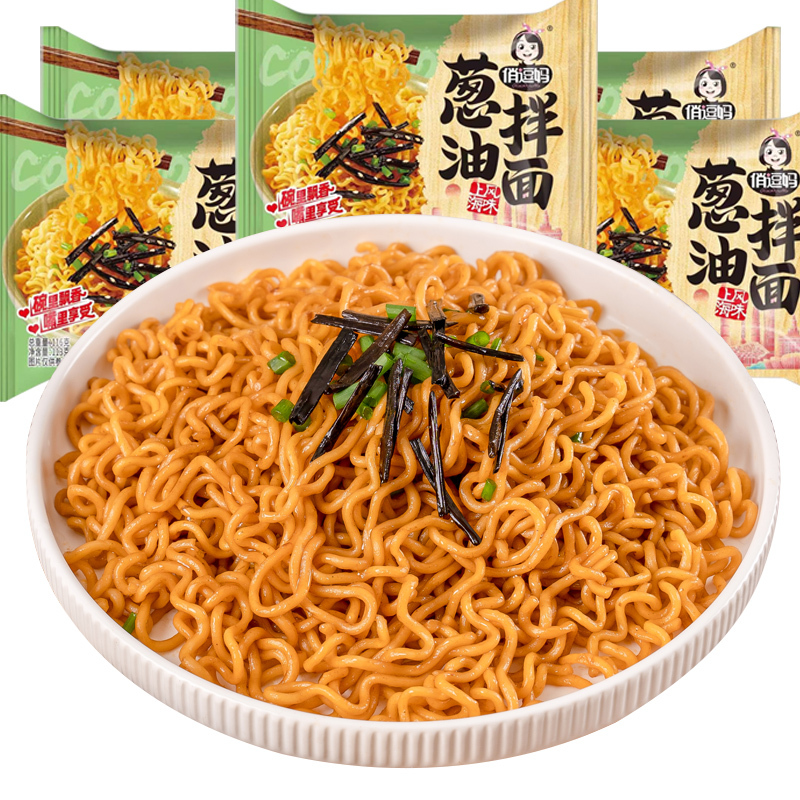 俏逗妈葱油拌面116g*5袋拌面条泡面整箱干方便面