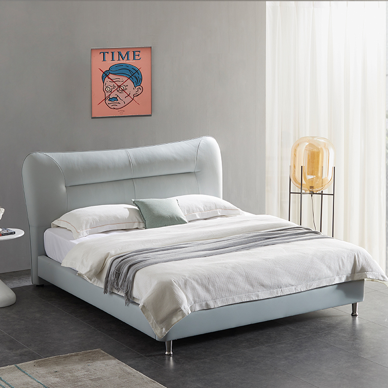 曲美家居 皮床真皮床 现代简约双人大床主卧婚床1.8米