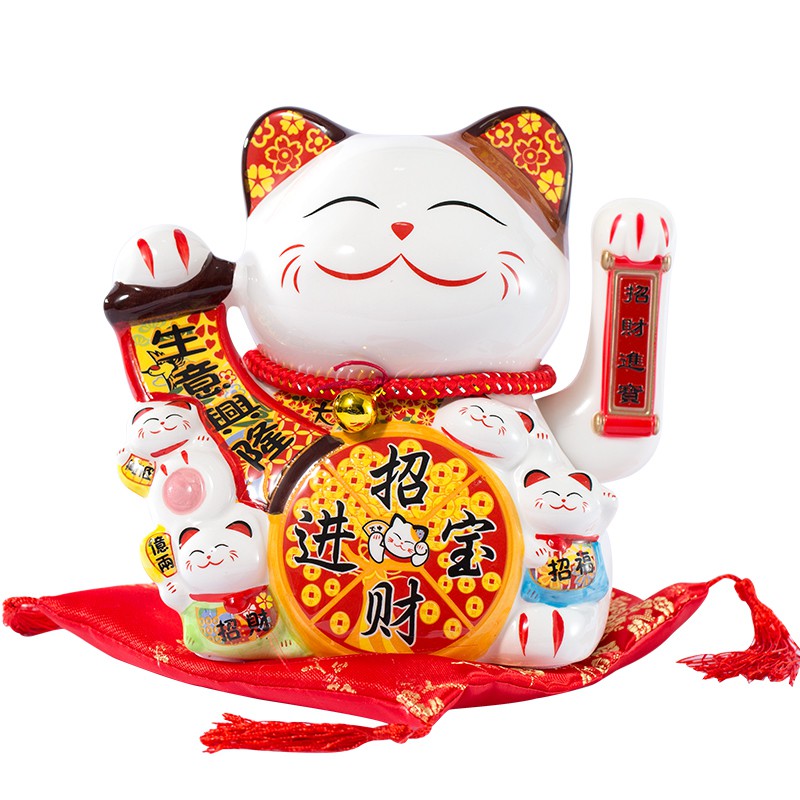 猫电动摇手大号摆件进宝发财猫居家店铺收银台开业礼品 三维工匠 9寸0990生意兴隆20*20猫高清大图