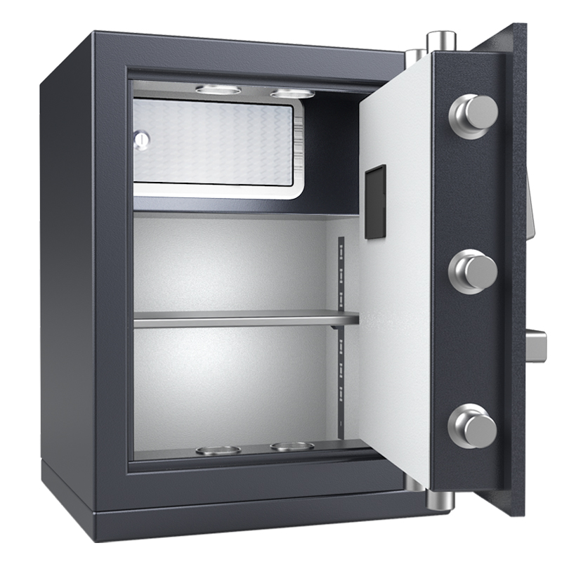 得力deli4071保险柜智能指纹电子密码钥匙3合1保险箱全钢指纹密码电池盒保险柜办公室防盗嵌入式高分贝报警高48cm