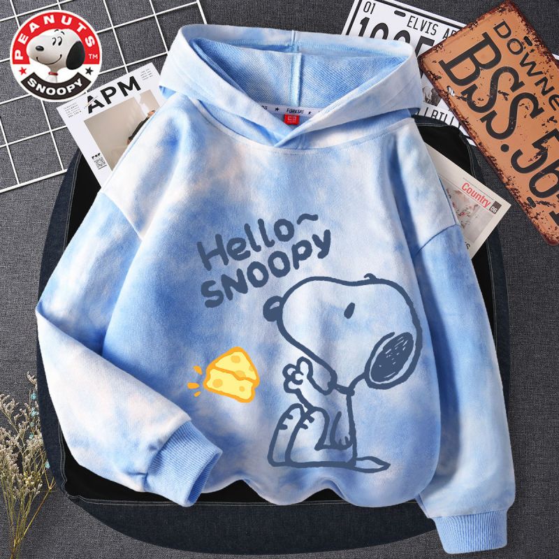 史努比(SNOOPY)儿童卫衣男女春秋款韩版扎染中大童时尚休闲小孩上衣扎染连帽卫衣