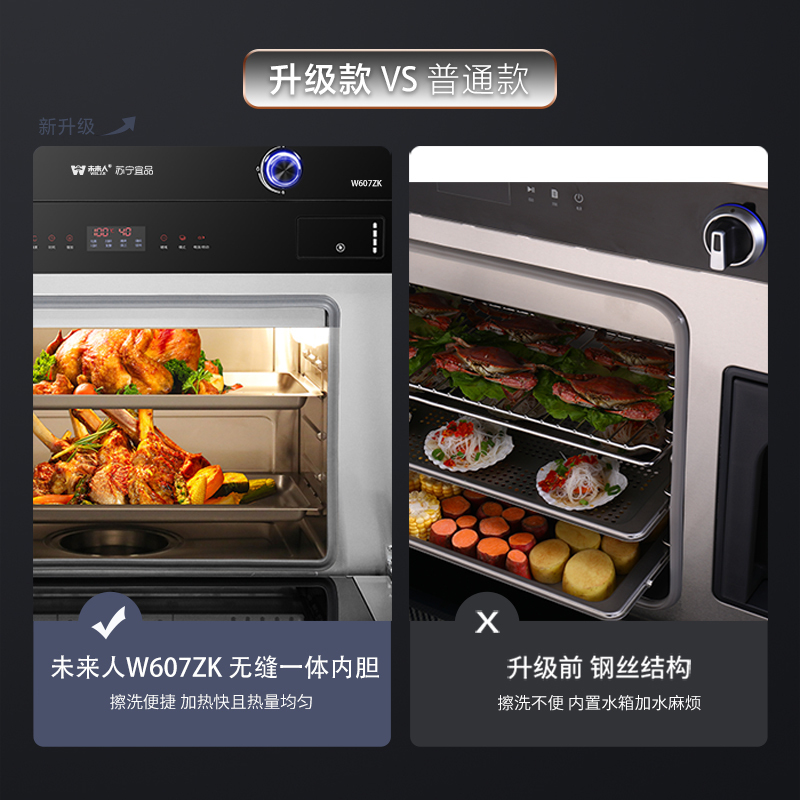 苏宁宜品*未来人 集成灶JJZT/Y-W607ZK 蒸烤一体集成灶 气源开孔方向备注