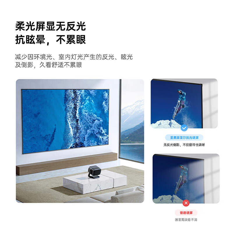 坚果投影(JMGO)100英寸长焦菲涅尔抗光硬屏高清家用壁挂幕布 三面抗光 白天直投 快捷安装 适配N1/N3系列高清大图