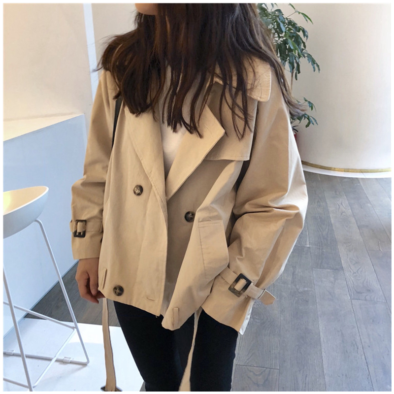 艳如飞大码女装胖mm复古港风宽松短款风衣外套秋季新款学生工装休闲