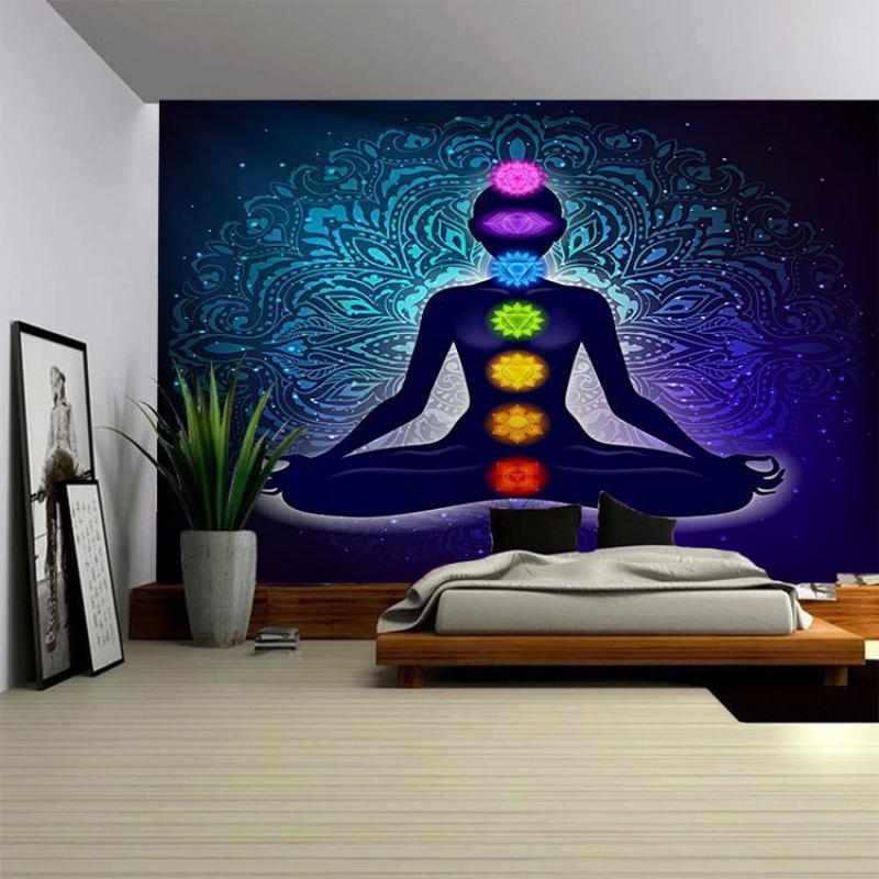 美帮汇波西米亚墙壁装饰挂布床头瑜伽背景布壁画印度曼陀罗挂毯 图一 超大涤纶布180高*230宽厘米