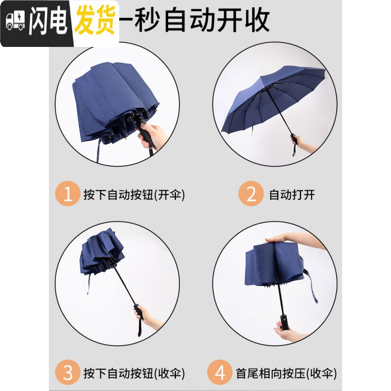 三维工匠雨伞s全自动大号折叠男女超大遮阳帅气晴雨两用学生黑科技太阳伞