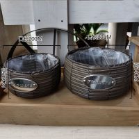 草编藤编花盆创意手工编织欧式插花绿萝多肉柳编壁挂编织花篮手提