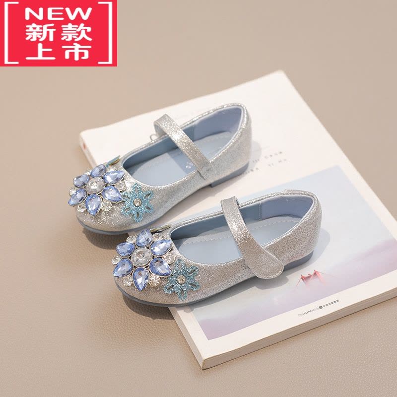 可莉允女童靴子加绒短靴儿童爱莎公主靴软底水晶鞋2022秋冬新款宝宝皮靴图片