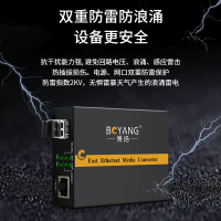 博扬 BY-WF812D 百兆多模双纤光纤收发器 光电转换器 支持14槽机架 防雷LC接口 2公里外置电源 一台
