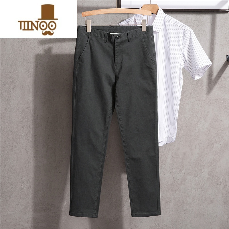 YANXU垂感小西裤男士韩版修身高街2023夏季新款直筒休闲痞帅小脚阔休版高清大图