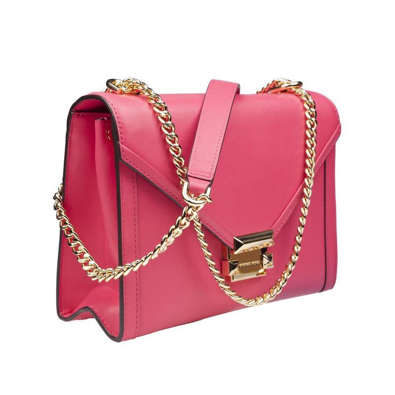 迈克·科尔斯(MICHAEL KORS)粉红色女士牛皮单肩包多层设计金色链