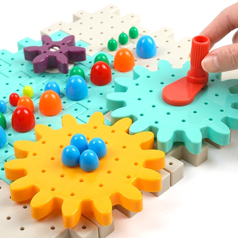 儿童旋转齿轮拼装益智力宝宝拼插拼装女孩1-2-玩具