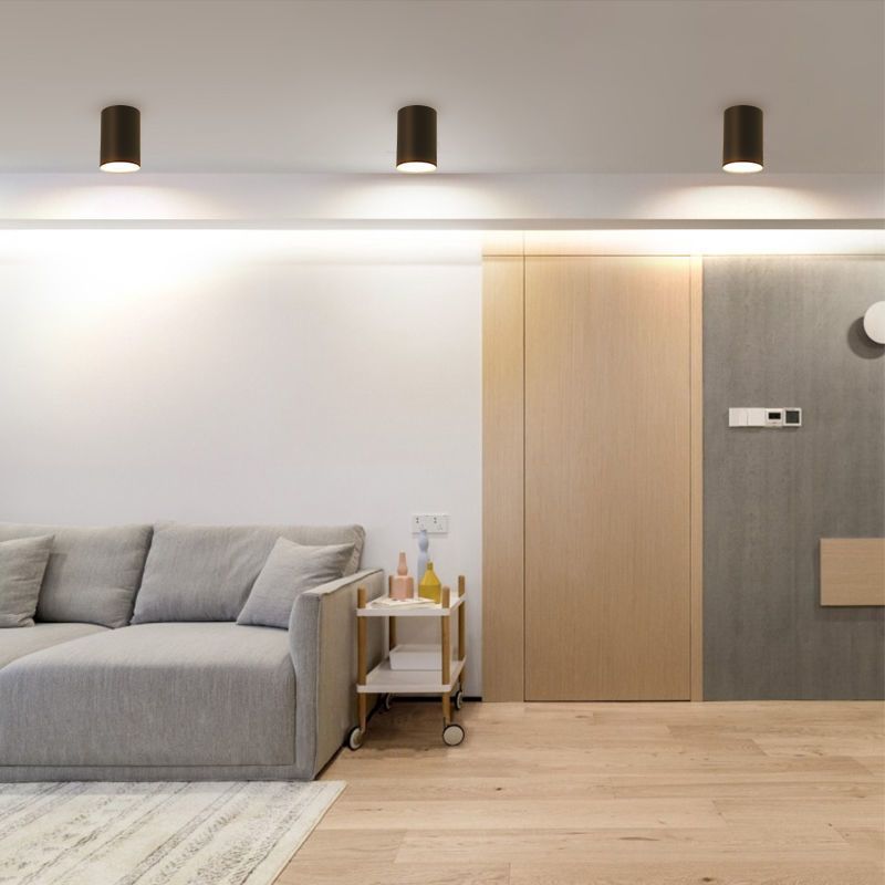 led明装筒灯圆形吊线服装店射灯吸顶式走廊免开孔cob明装射灯4寸黑壳