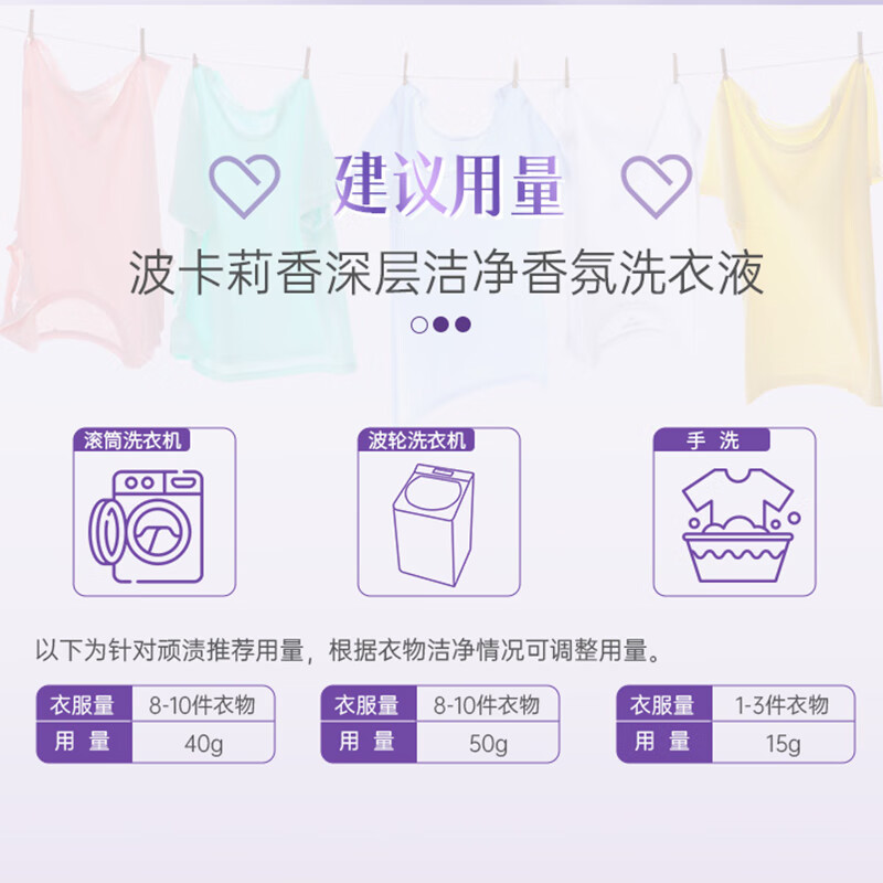 舒蕾洗衣液波卡莉香深层洁净香氛除菌袋装补充装袋装500g高清大图