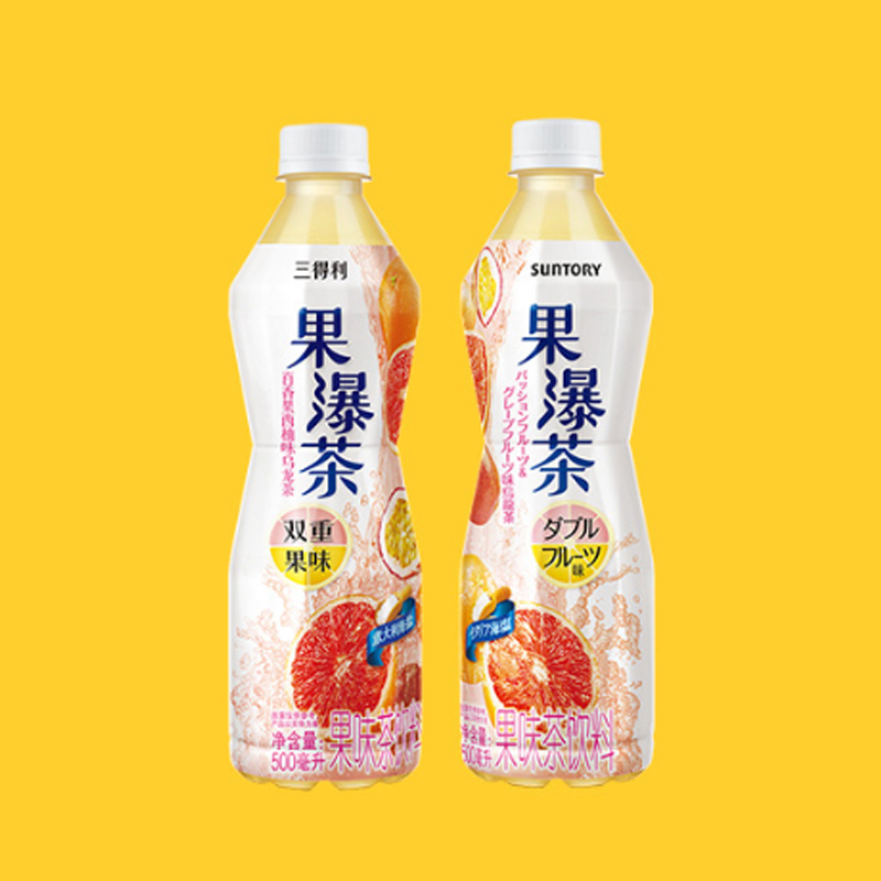 三得利果瀑茶百香果西柚味乌龙茶500ml